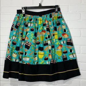 Handmade novelty print sushi circle skirt retro